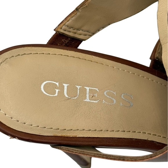 Guess Strappy Stiletto Heel Sandal Brown Tan - Picture 8 of 9